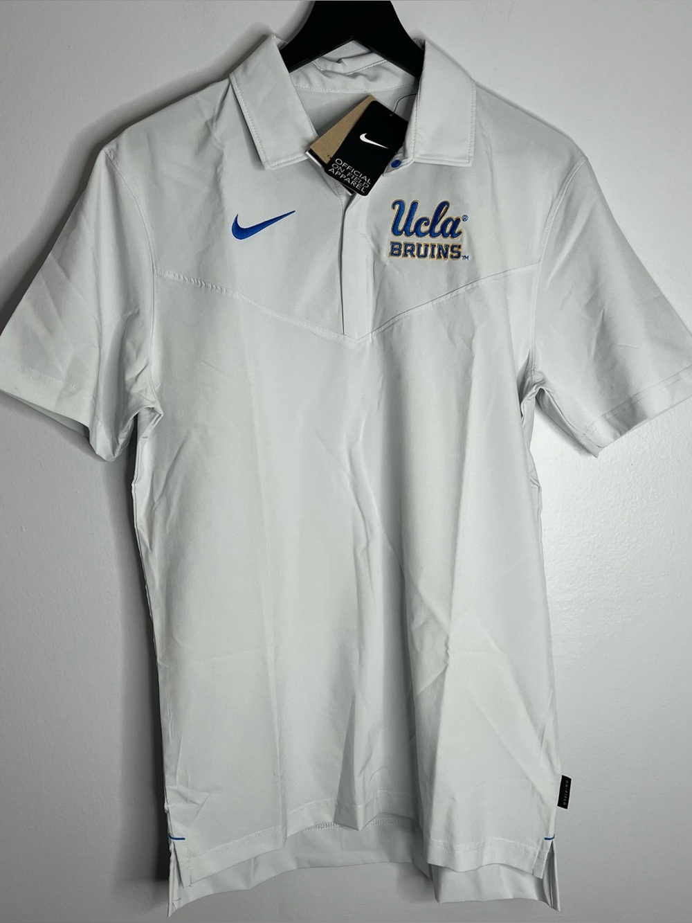 Nike UCLA Bruins Football On Field Polo Shirt Mens Small Grey Dri-Fit NWT